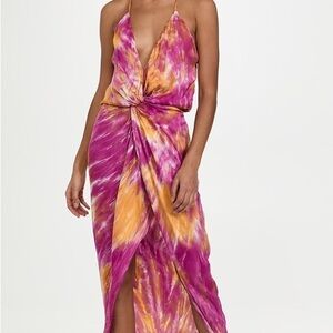 Young Fabulous & Broke pink/orange tie dye print long dress